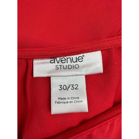 Avenue Studio Women's Plus Size 30/32 Blouse With Flowy Layers Deep Coral - Picture 4 of 9